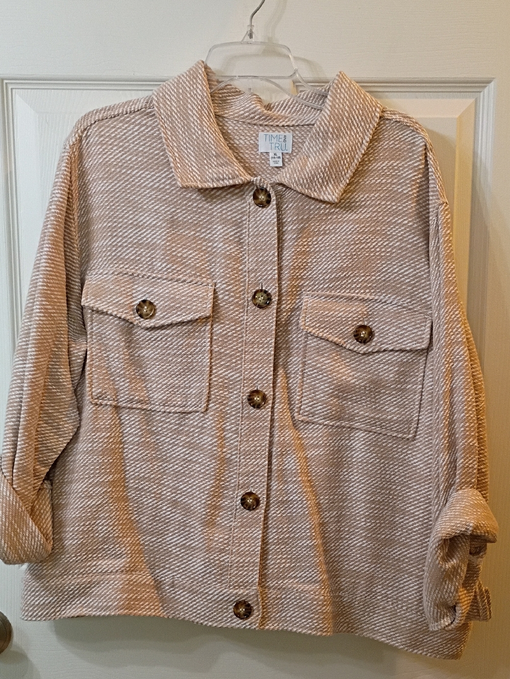 Time and Tru Tan Textured Shacket Jacket